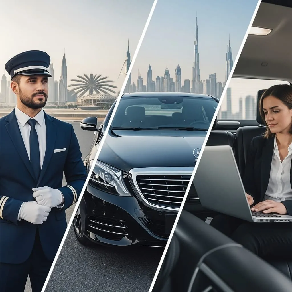 Chauffeur and business traveller with a Mercedes in Dubai