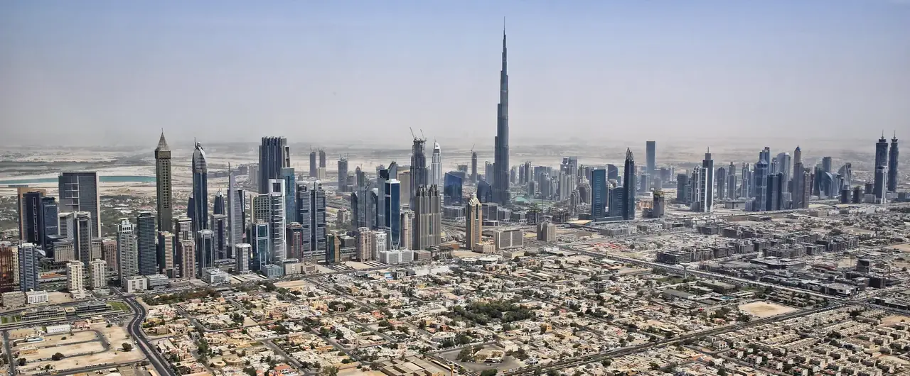 Burj Khalifa rising over the Downtown Dubai skyline