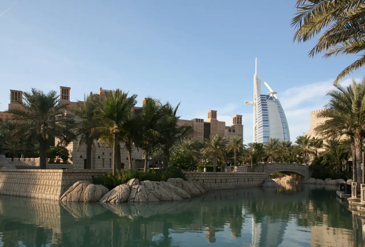 Madinat Jumeirah waterways with the Burj Al Arab behind